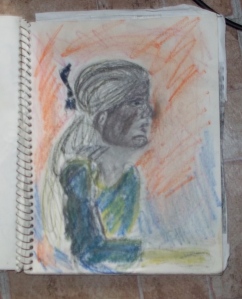 Woman, mixed media, on paper 8 1/2" x11"