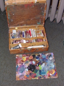 My own (very battered) personal paint box. 