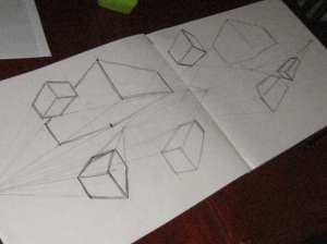 Study, cubes, exercise in perspective